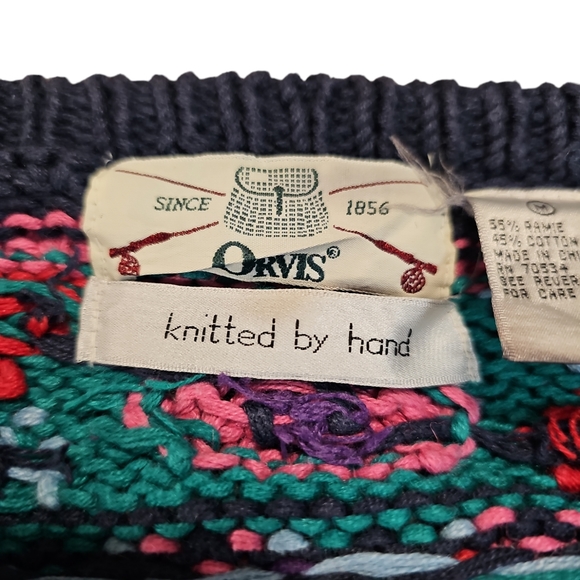 Vintage Orvis Chunky Hand Knit Sweater with Shoulder Pads Medium - Picture 4 of 4